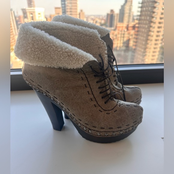 Prada Platform Lace-up Boots Shearling - Picture 4 of 7